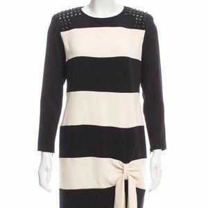 SKAIST TAYLOR striped Dress Cream Navy 4 EUC